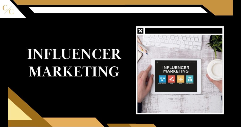 Influencer Marketing: ipad with four icons rests on white table